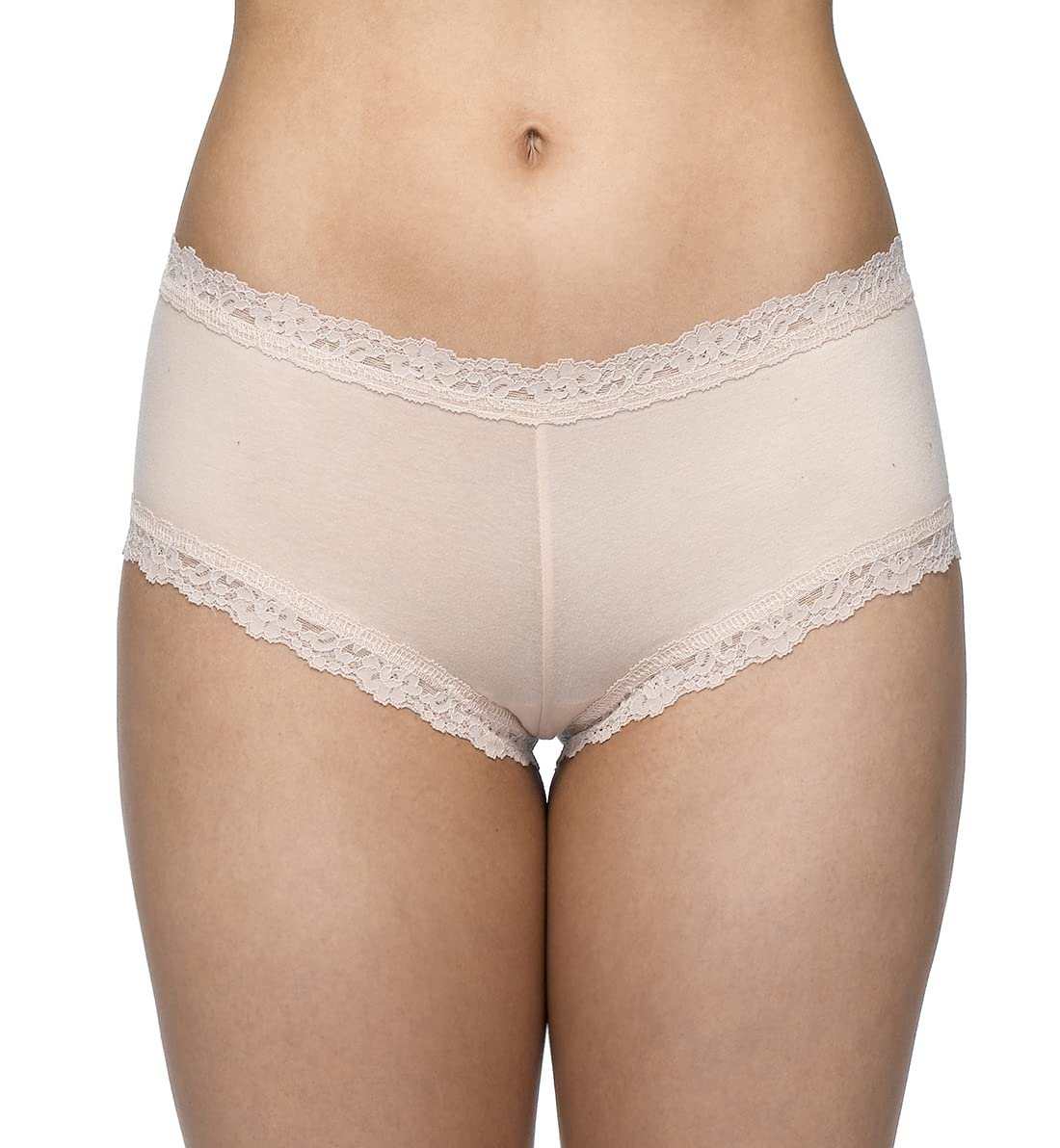 hanky panky Women's Rolled Organic Cotton Boyshort with Lace