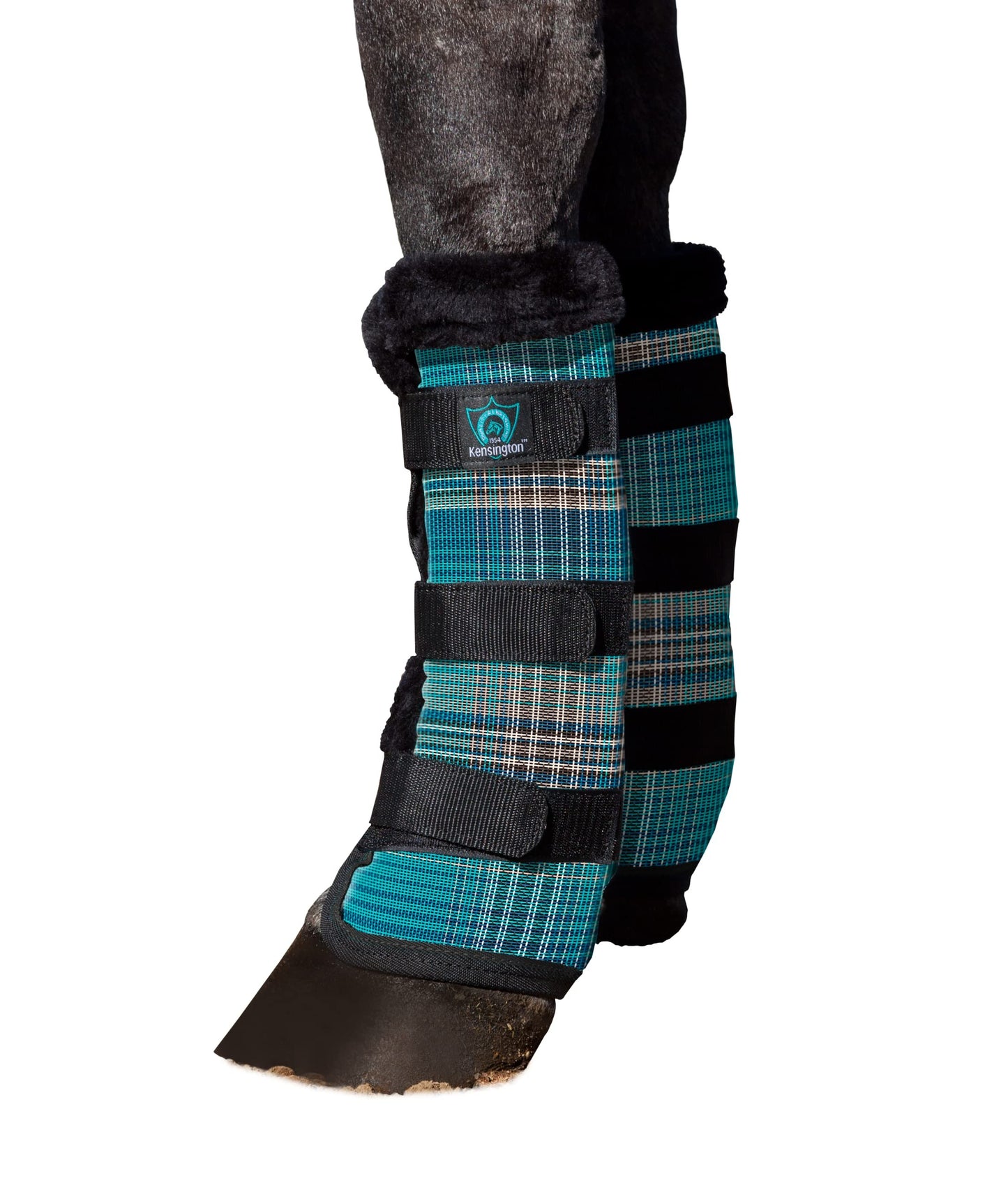 Kensington Natural Horse Fly Boots - Fleece Trimmed - Stay-Up Technology - Protection from Insect Bites and UV Rays - Sold in Pairs (2 Boots) - Medium - Tan