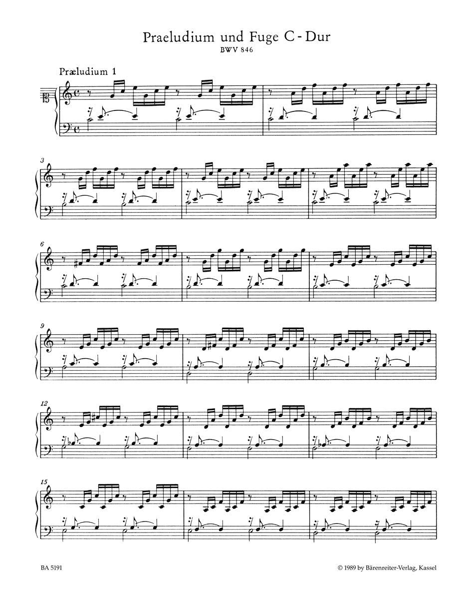 Well-Tempered Clavier I:48 Preludes and Fugues BWV 846-869 for Keyboard (Piano)