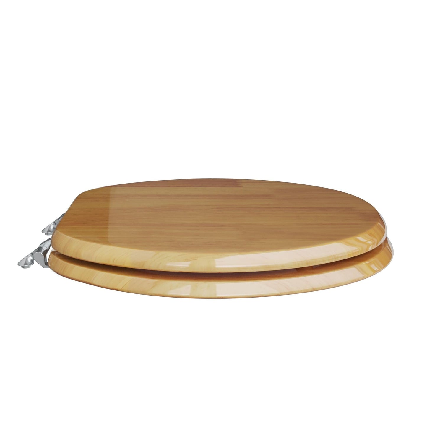 Comfort Seats C2B1R17CH Designer Solid Wood Toilet Seat with Chrome Hinges, Round, Oak