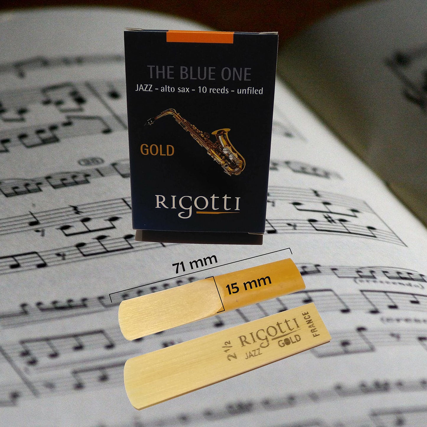 Rigotti RG.JSA Gold Jazz Alto Saxophone Reeds - 2 Medium (10-pack)