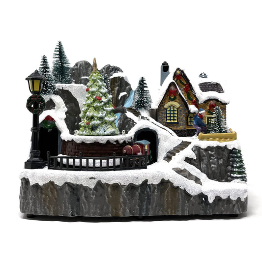 allgala Crafted Polyresin Christmas House Collectable Figurine with USB and Battery Dual Power Source