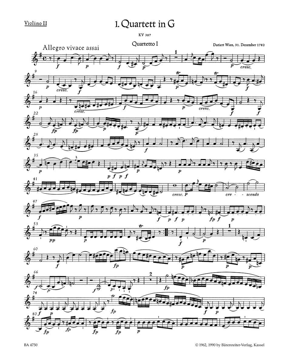 Mozart: The Ten Celebrated String Quartets (Set of Parts)