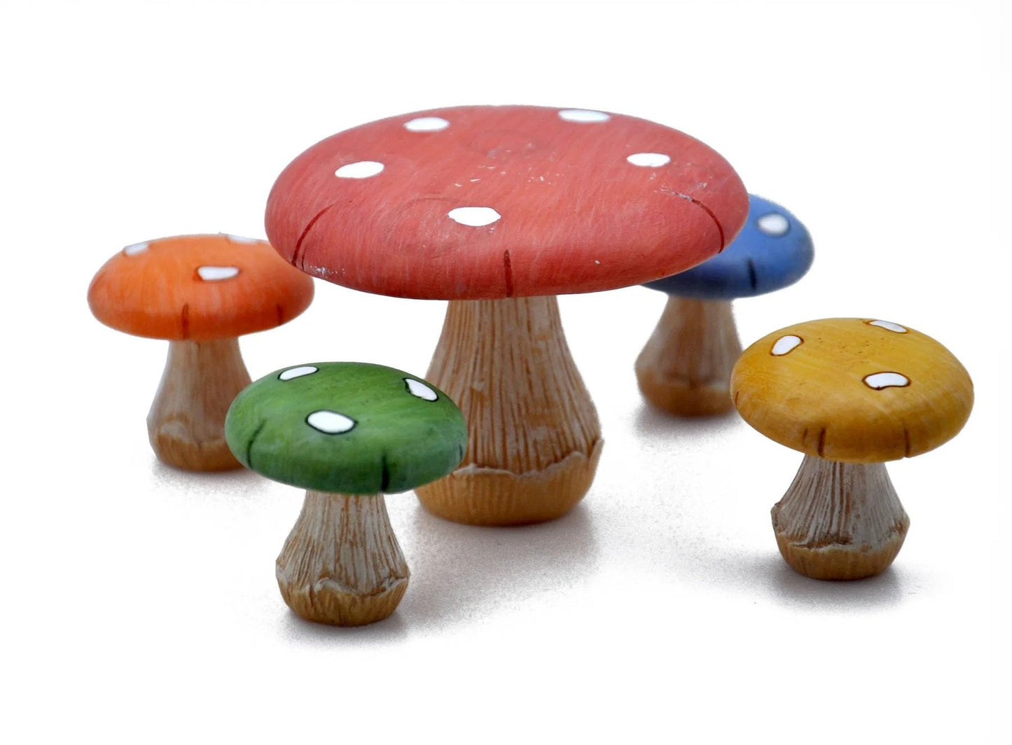 Marshall Home & Garden Polka-Dot Mushroom Table Set - Multicolor Resin Miniature Figurine for Fairy Garden, 4 x 1 Inch, MG483