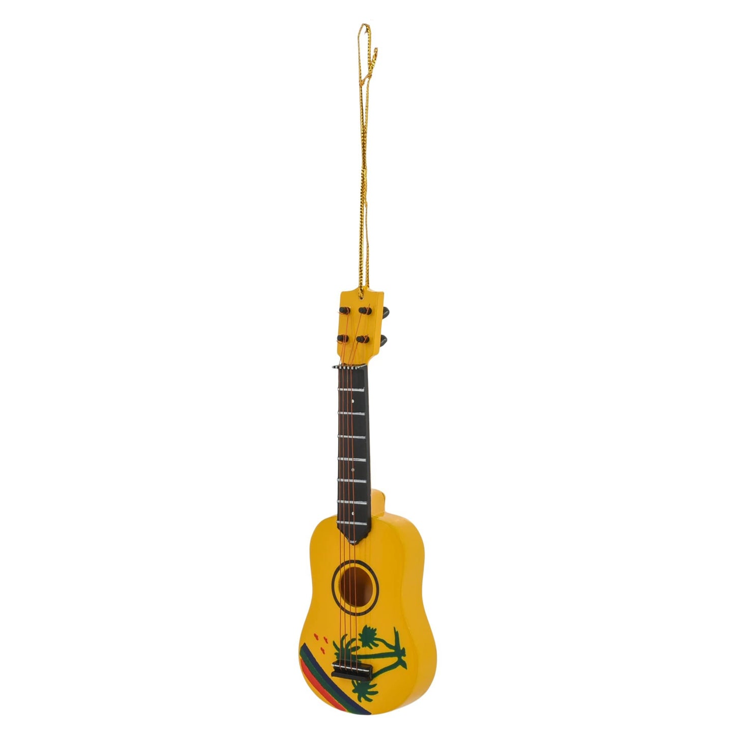 Broadway Gifts 5.4" Yellow Tropical Design Wood Ukukeke Ornament Decoration