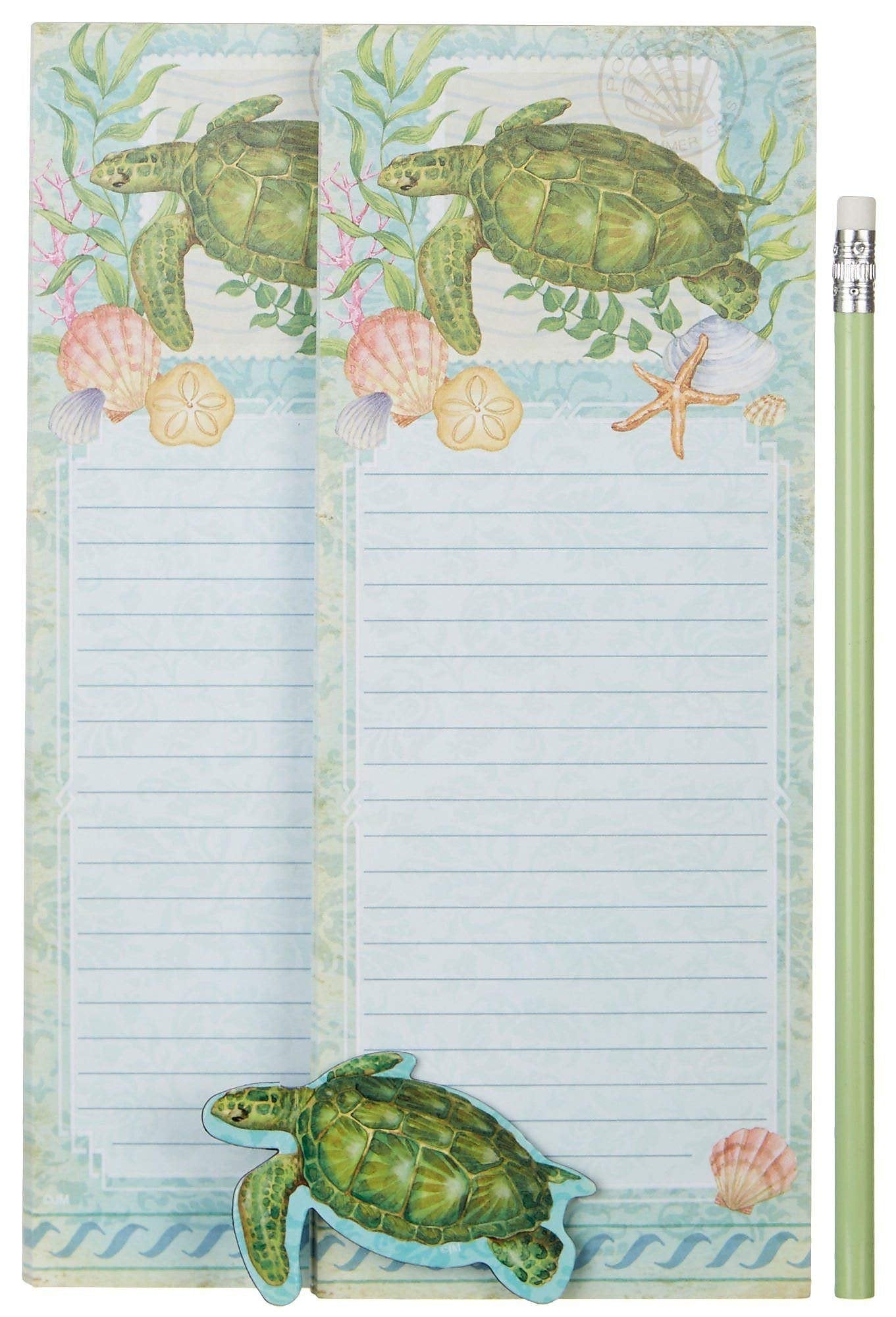 Cape Shore 2 Magnetic Notepads, 1 Magnet Sea Turtle Design