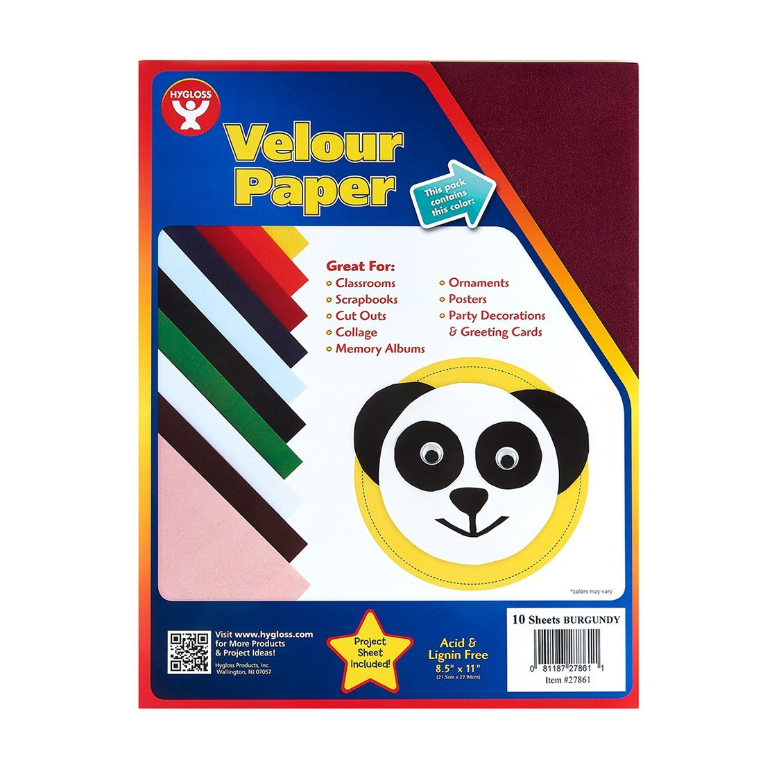 Hygloss 27873 10 Sheets Velour Paper