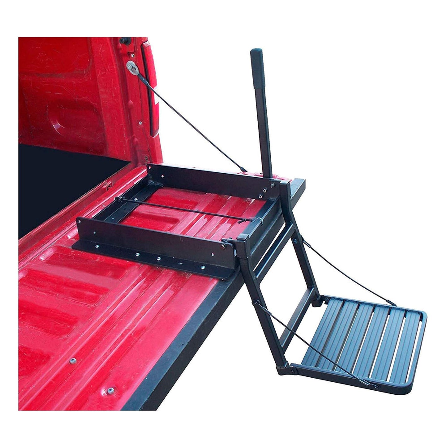 Great Day Truck N' Buddy Folding Tailgate Step/Seat Platform for Work Flatbed Trucks and Equipment Trailers - 300 lbs Weight Capacity - Black Powder-Coated Finish, TNB2000B