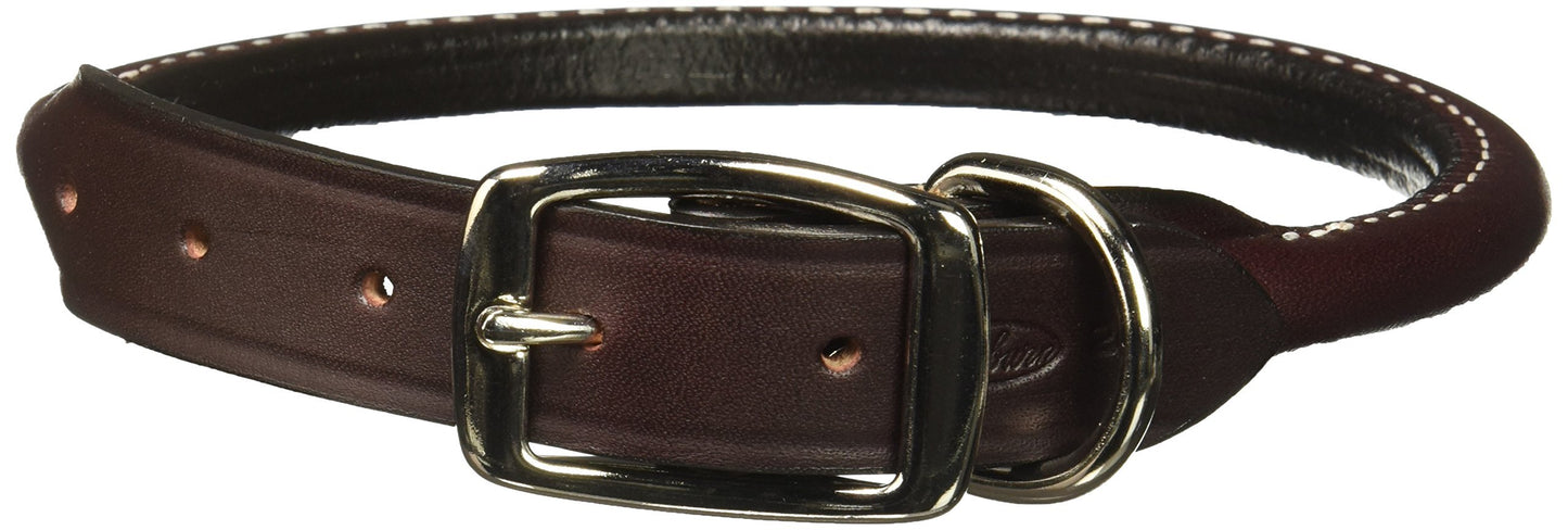 Rolled Leather Collar, Classic Rounded Edges with a Nickel-Plated Buckle, A Festive Choice for Small, Medium and Large Dogs, Made in The USA