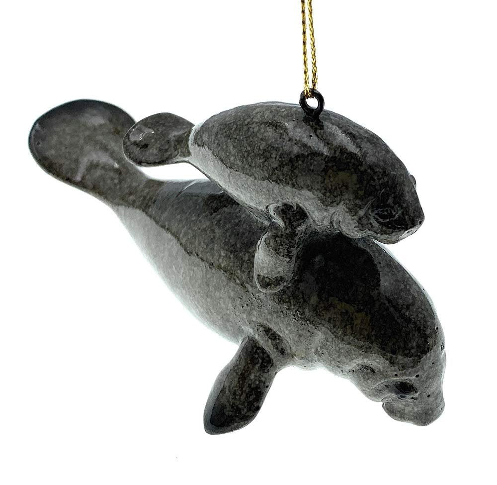 Globe Imports Manatee with Baby Calf Christmas Ornament, 4.75 Inches Long