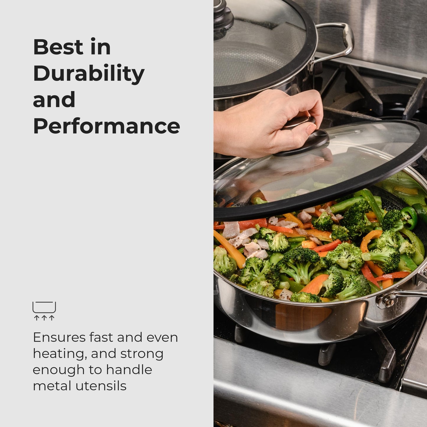 Black Cube Frieling Quick Release Nonstick Sauté Pan with Lid - 11-Inch/4.5 Quart Induction Cookware - Deep Frying Pan/Skillet for Kitchen - Hybrid Cookware - Deep Skillet Nonstick with Lid
