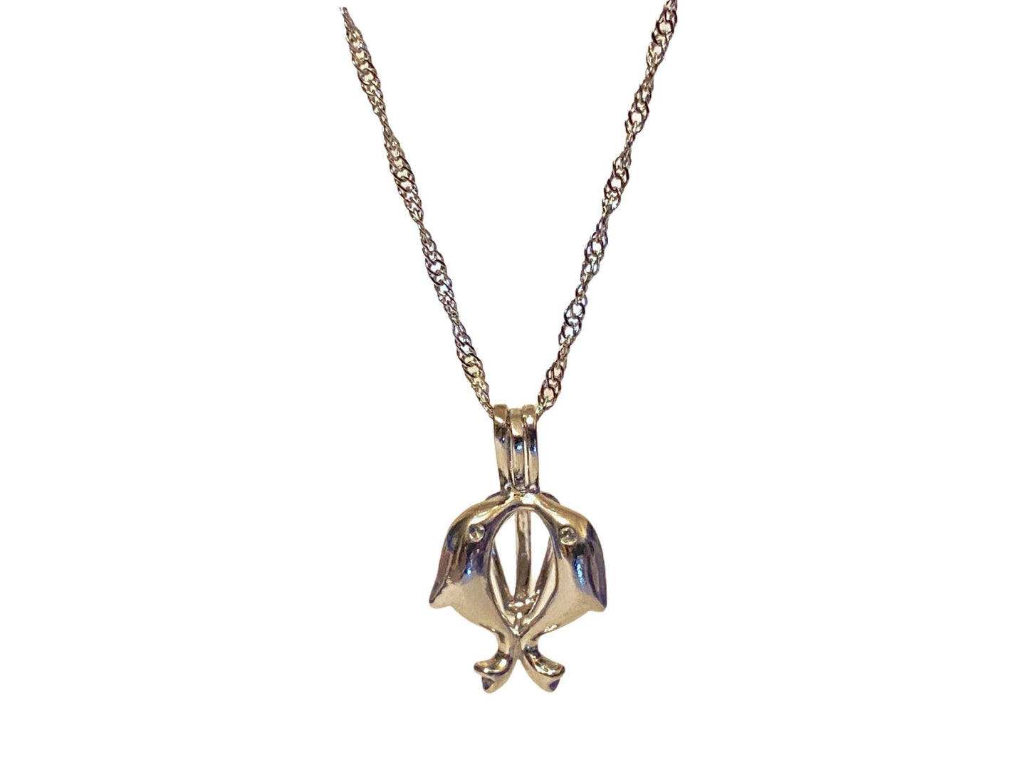 Love Wish Pearl Necklace Set with Stainless Steel Chain 16" (Dolphin)