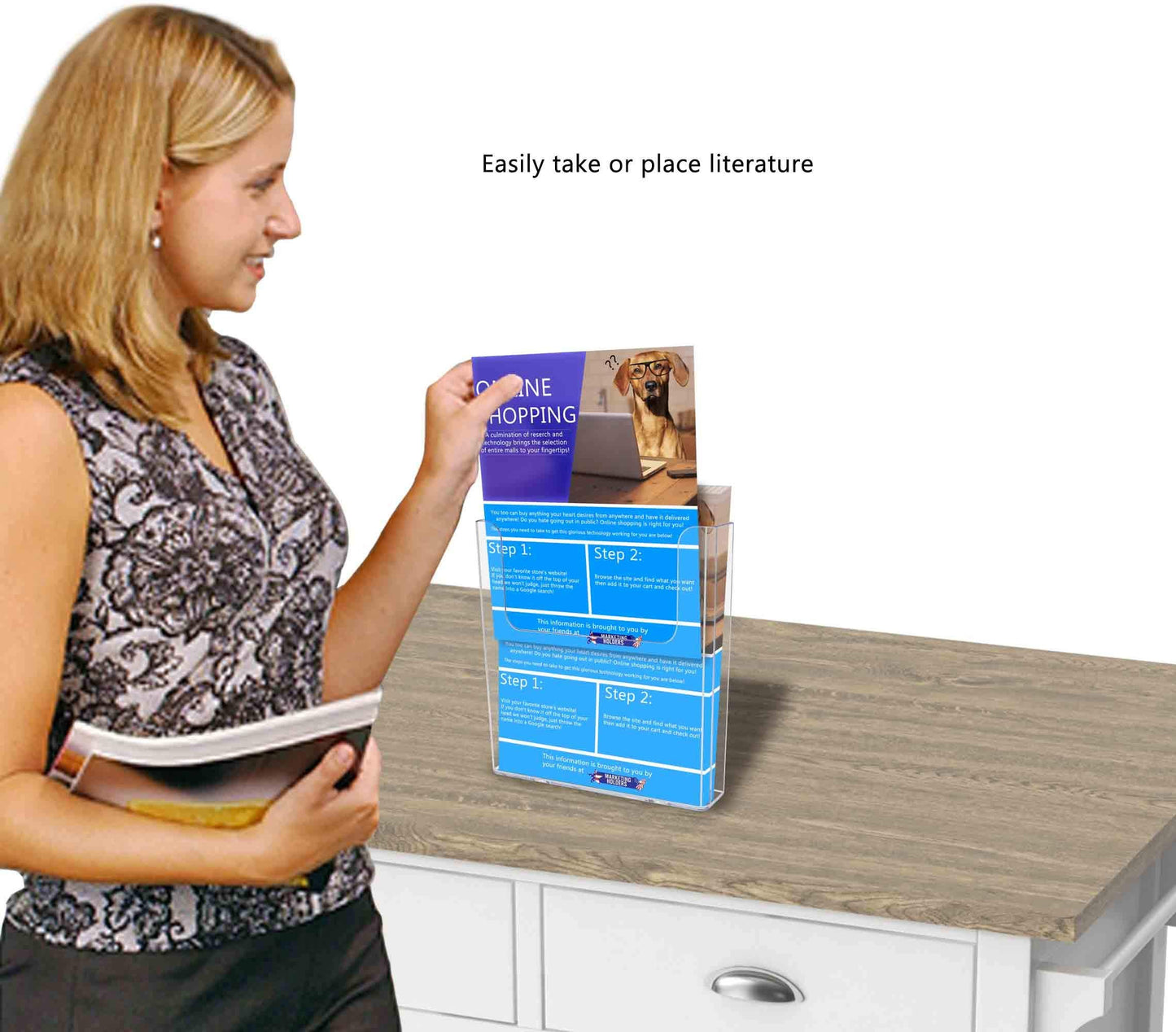 Marketing Holders File Catalog Rack Wall Mount 8.5" w Pamphlets Magazine Literature Display Clear Acrylic