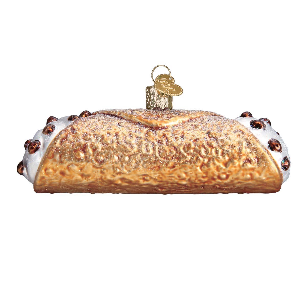 Old World Christmas Cannoli Glass Blown Ornament for Christmas Tree, Handcrafted Holiday Decoration, Dessert Collection
