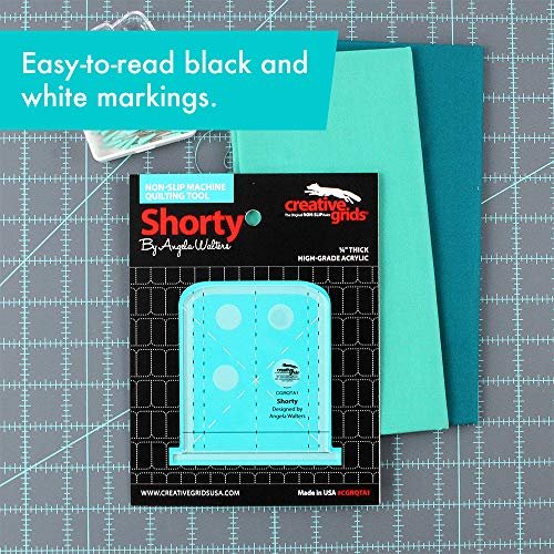 Creative Grids Machine Quilting Tool – Shorty – CGRQTA1 Made in USA, Non-Slip Grip Acrylic Quilting & Sewing Template Ruler for Free-Motion Quilt Patchwork Design Domestic Sewing & Longarm Machines