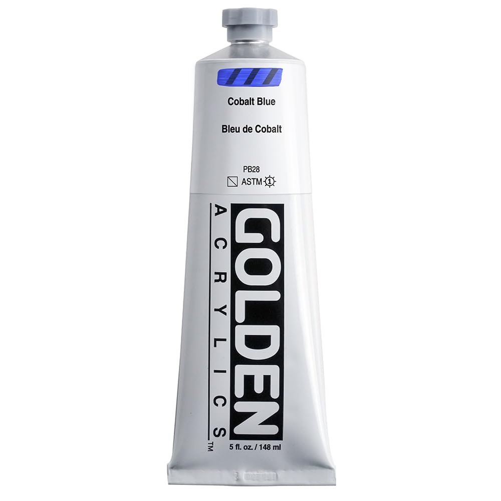 Heavy Body Acrylics by GOLDEN, Cobalt Blue, 5 fl. oz. Tube, Professional Acrylic Paint, Semi-Transparent