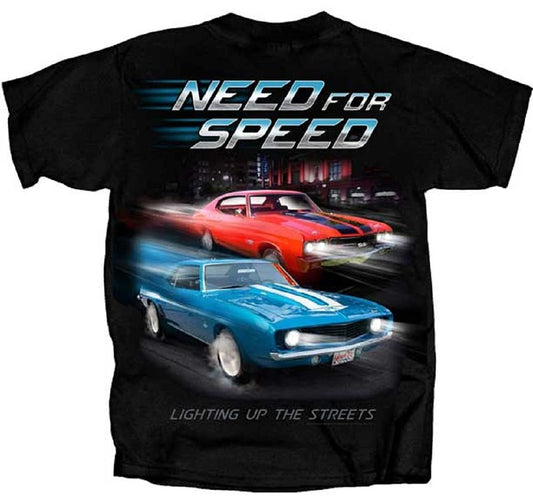Chevy Chevrolet Need for Speed 69 Camaro 70 Chevelle Muscle Cars T Shirt CVLUS-B (XX-Large) Black