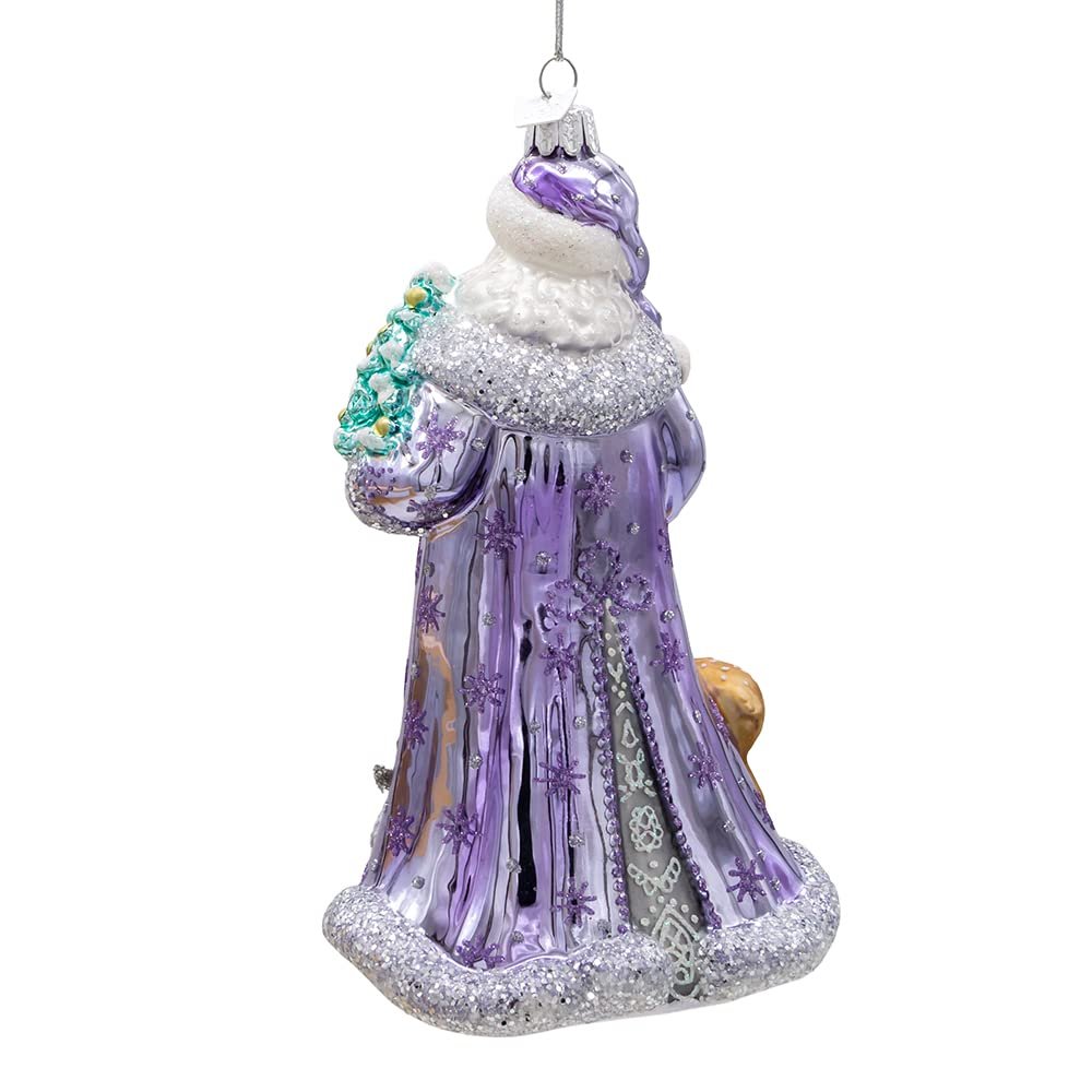 Kurt Adler 7-Inch Bellissimo Glass Periwinkle Santa Ornament