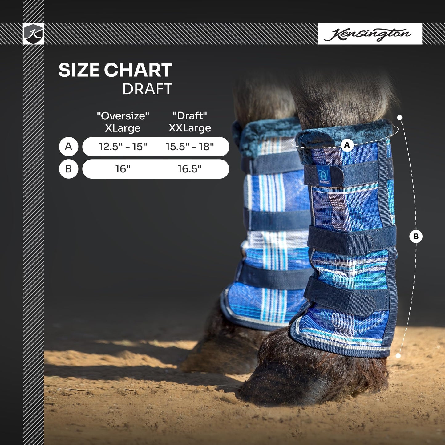 Kensington Natural Horse Fly Boots - Fleece Trimmed - Stay-Up Technology - Protection from Insect Bites and UV Rays - Sold in Pairs (2 Boots) - Medium - Tan