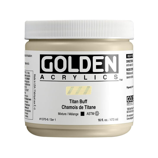 Heavy Body Acrylics by GOLDEN, Titan Buff, 16 fl. oz. Jar, Professional Acrylic Paint, Opaque